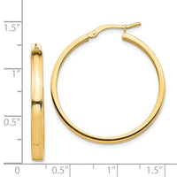 14k Polished 3mm Square Tube Hoop Earrings-TF1385