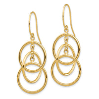 14k Polished Circles Dangle Earrings-TF1387