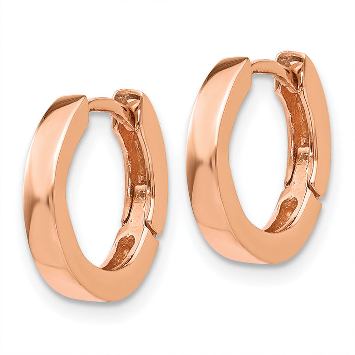14k Rose Gold Round Hinged Hoop Earrings-TF139