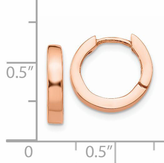 14k Rose Gold Round Hinged Hoop Earrings-TF139