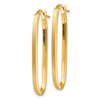 14k Polished & Satin 2mm Oval Hoop Earrings-TF1390