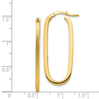 14k Polished & Satin 2mm Oval Hoop Earrings-TF1390