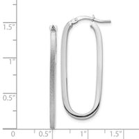 14k White Gold Polished & Satin 2mm Oval Hoop Earrings-TF1390W