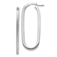 14k White Gold Polished & Satin 2mm Oval Hoop Earrings-TF1390W
