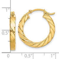 14k Polished Twisted 3mm Hoop Earrings-TF1391