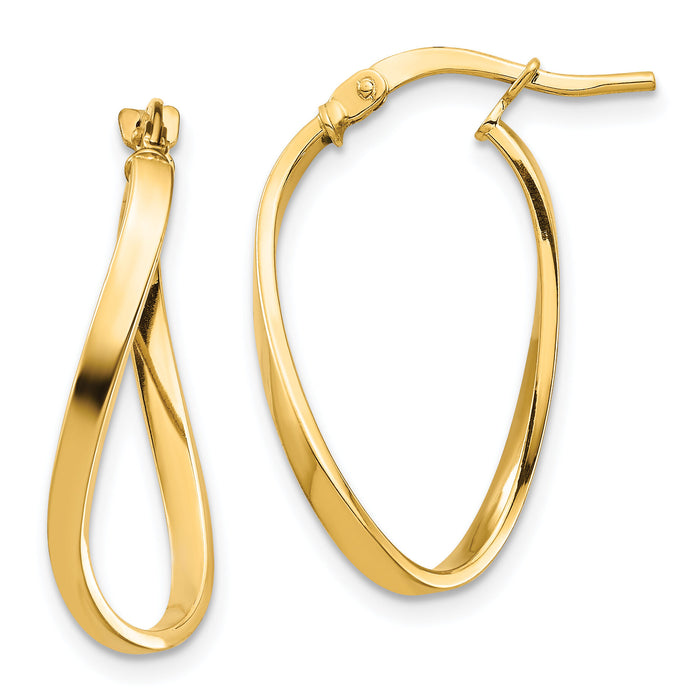 14k Polished 2mm Wavy Hoop Earrings-TF1394