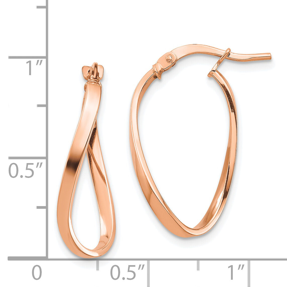 14k Rose Gold Polished 2mm Wavy Hoop Earrings-TF1394R