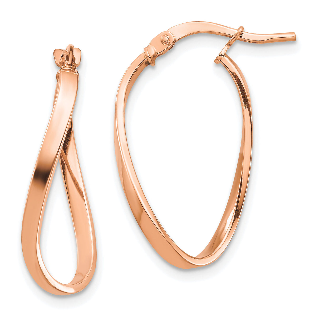 14k Rose Gold Polished 2mm Wavy Hoop Earrings-TF1394R
