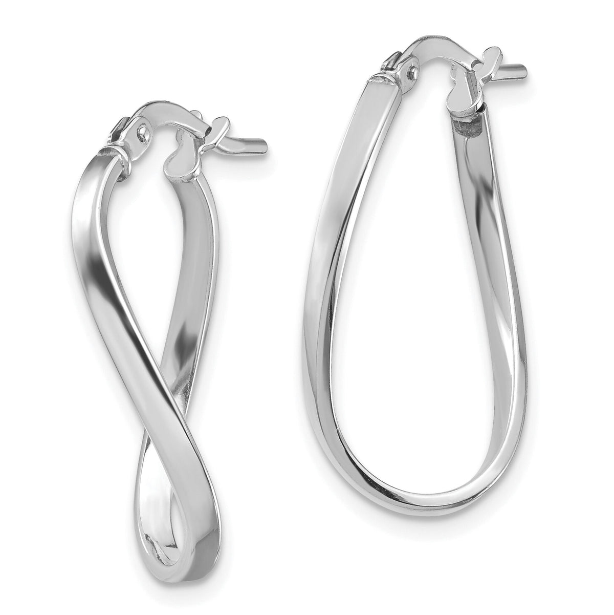 14k White Gold Polished 2mm Wavy Hoop Earrings-TF1394W
