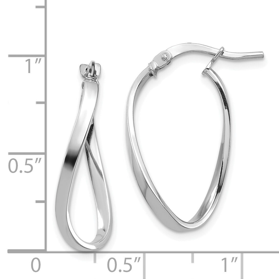 14k White Gold Polished 2mm Wavy Hoop Earrings-TF1394W