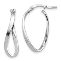 14k White Gold Polished 2mm Wavy Hoop Earrings-TF1394W