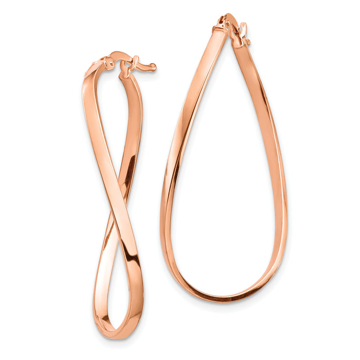 14k Rose Gold 2mm Wavy Hoop Earrings-TF1395R