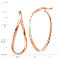 14k Rose Gold 2mm Wavy Hoop Earrings-TF1395R