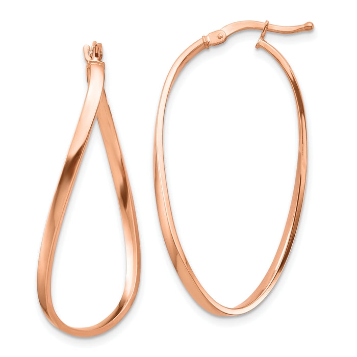 14k Rose Gold 2mm Wavy Hoop Earrings-TF1395R
