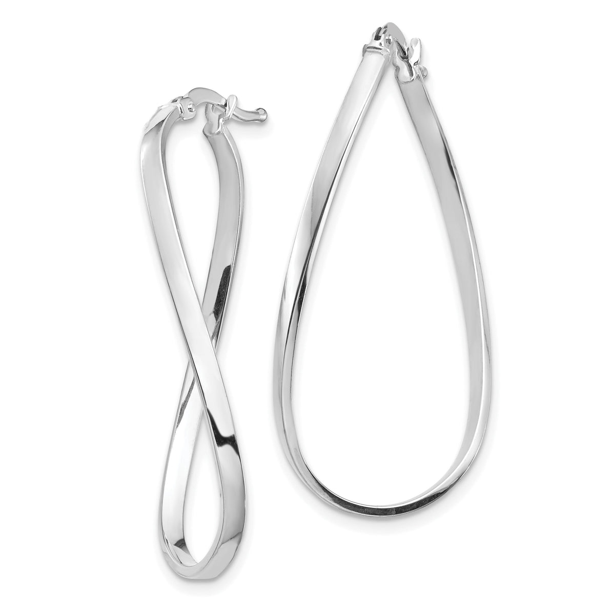 14k White Gold Polished 2mm Wavy Hoop Earrings-TF1395W