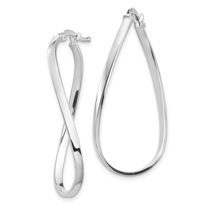 14k White Gold Polished 2mm Wavy Hoop Earrings-TF1395W