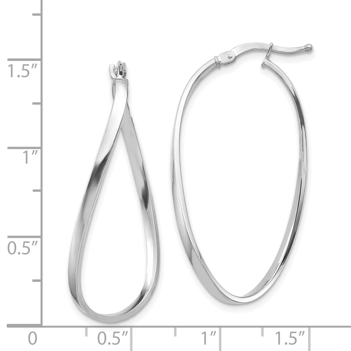 14k White Gold Polished 2mm Wavy Hoop Earrings-TF1395W