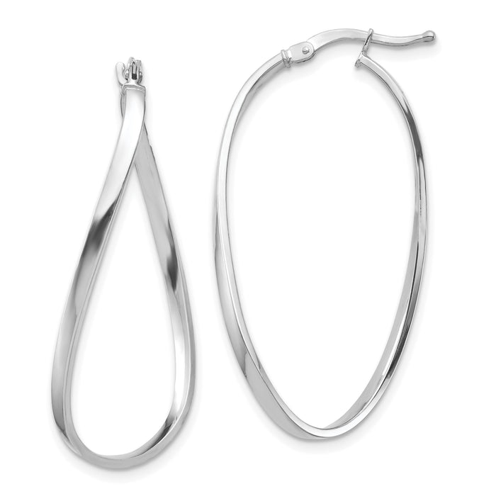 14k White Gold Polished 2mm Wavy Hoop Earrings-TF1395W