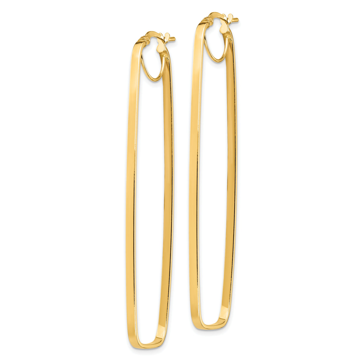 14k Polished 2mm Rectangle Hoop Earrings-TF1397