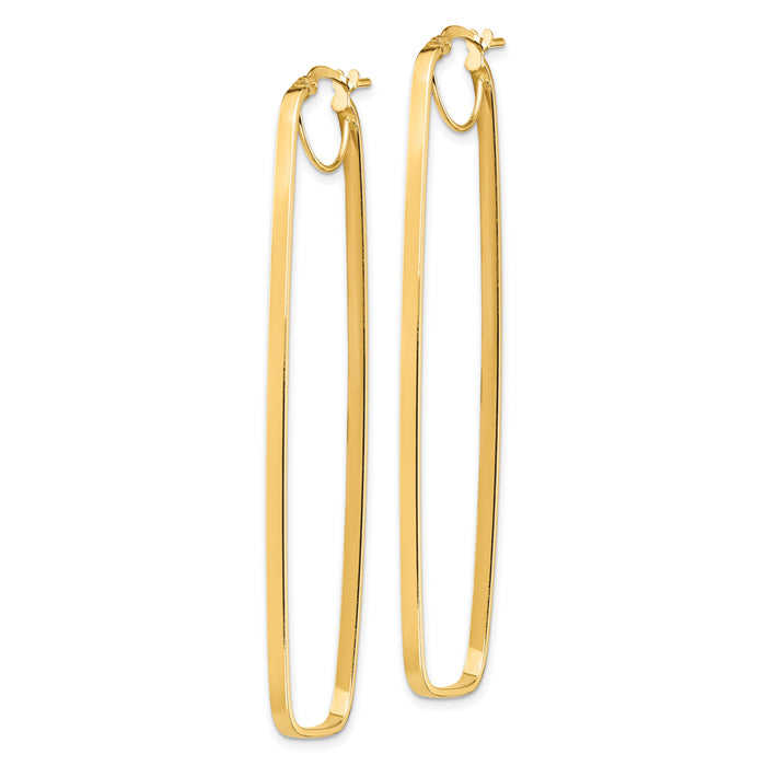 14k Polished 2mm Rectangle Hoop Earrings-TF1397