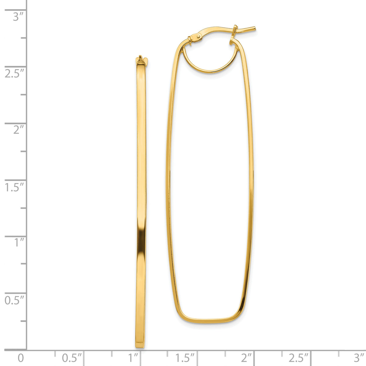 14k Polished 2mm Rectangle Hoop Earrings-TF1397