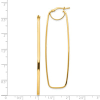 14k Polished 2mm Rectangle Hoop Earrings-TF1397