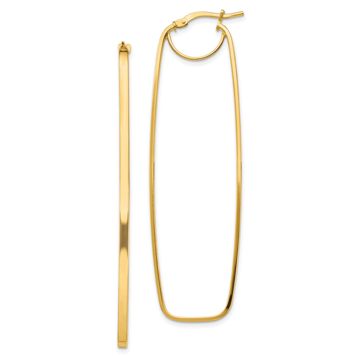 14k Polished 2mm Rectangle Hoop Earrings-TF1397