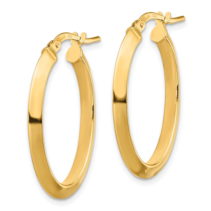 14k Polished 3.5mm Knife Edge Oval Hoop Earrings-TF1399