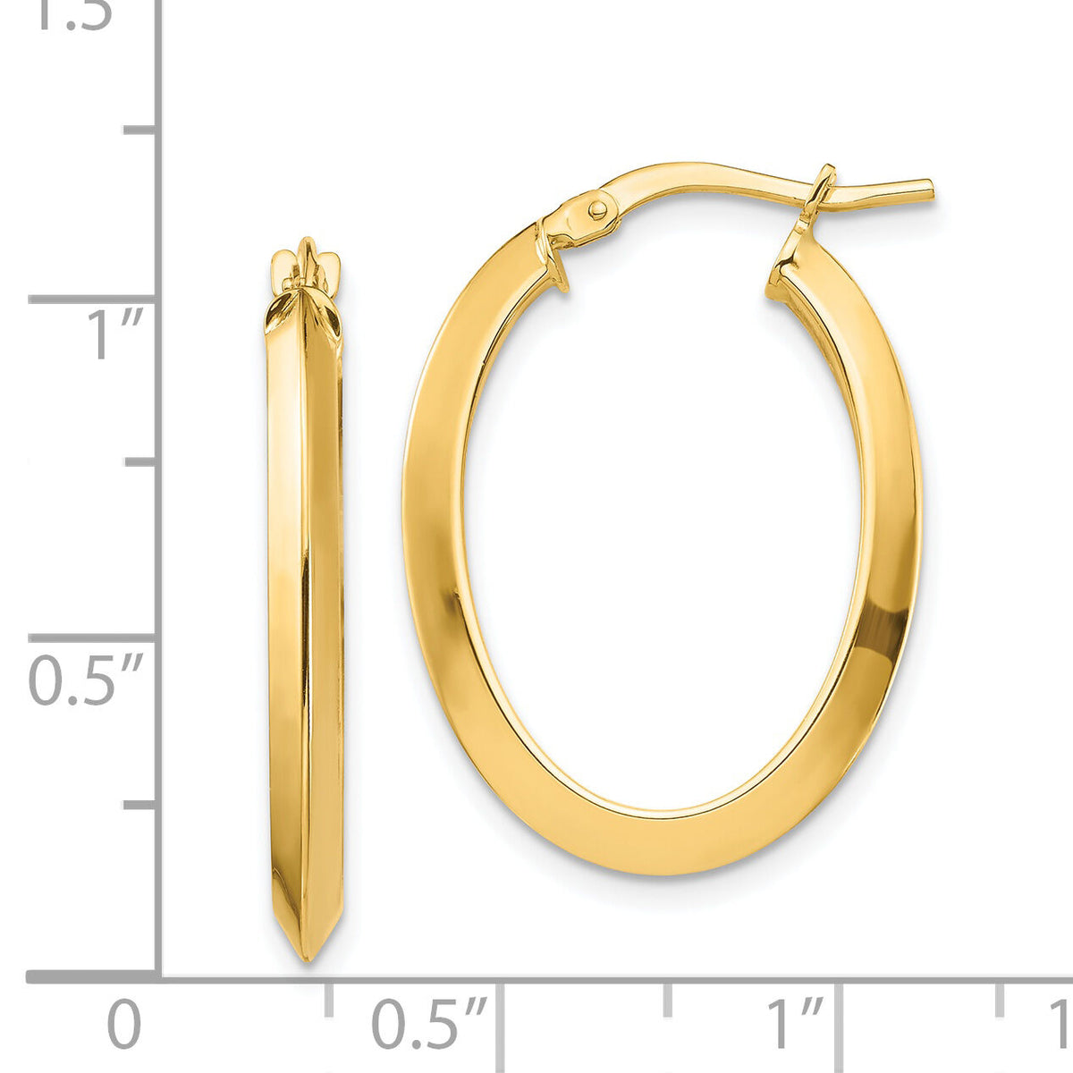 14k Polished 3.5mm Knife Edge Oval Hoop Earrings-TF1399