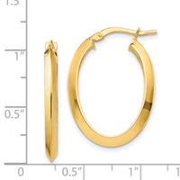 14k Polished 3.5mm Knife Edge Oval Hoop Earrings-TF1399