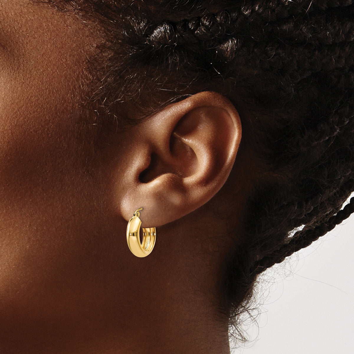 14k Polished 4.75mm Round Hoop Earrings-TF140