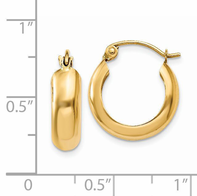 14k Polished 4.75mm Round Hoop Earrings-TF140