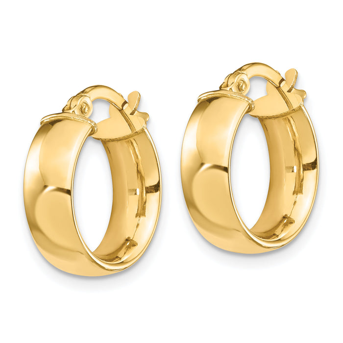 14k High Polished 5mm Hoop Earrings-TF1400