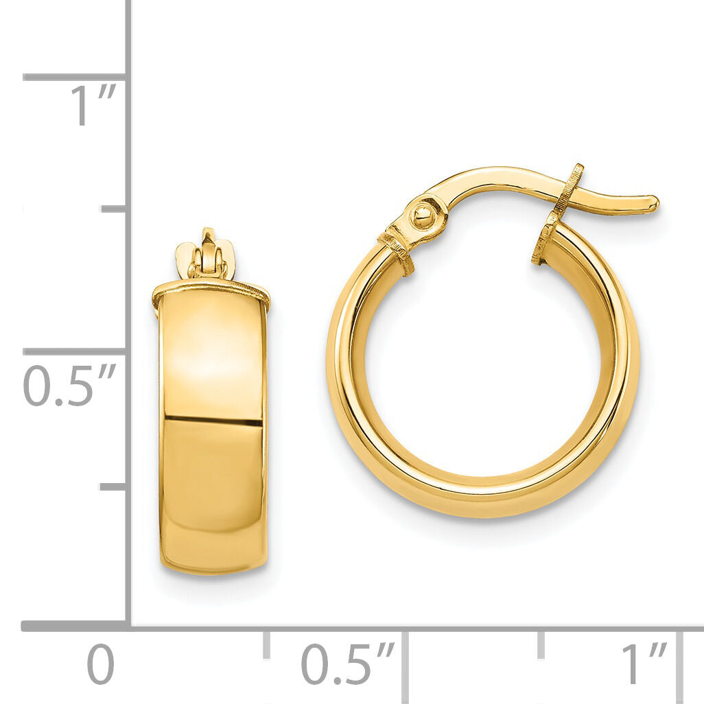 14k High Polished 5mm Hoop Earrings-TF1400