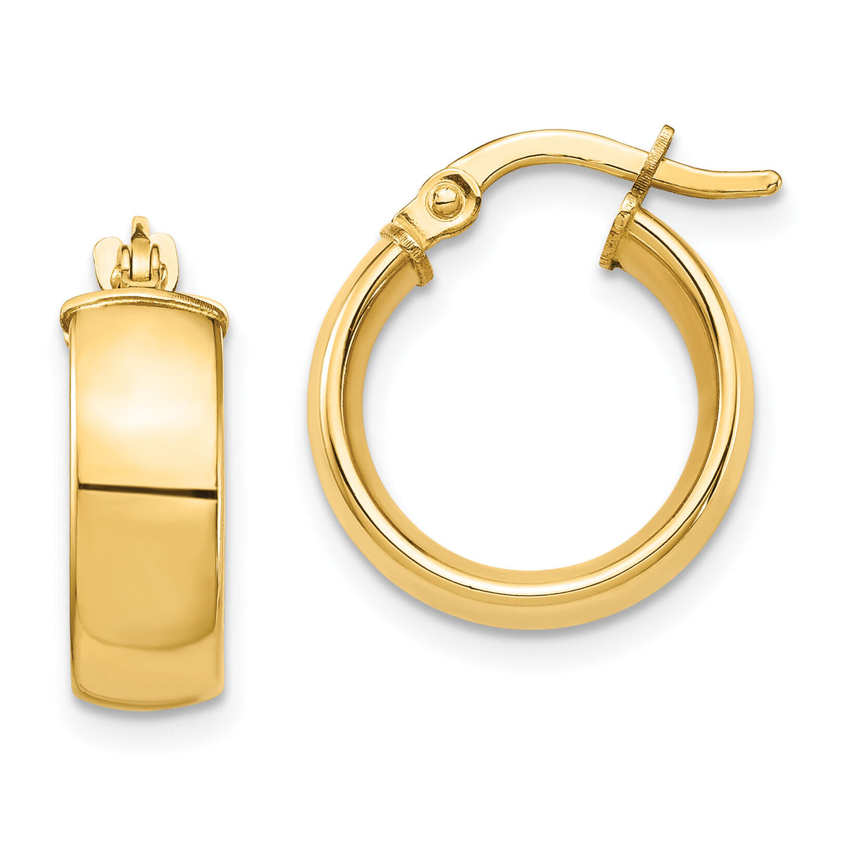 14k High Polished 5mm Hoop Earrings-TF1400