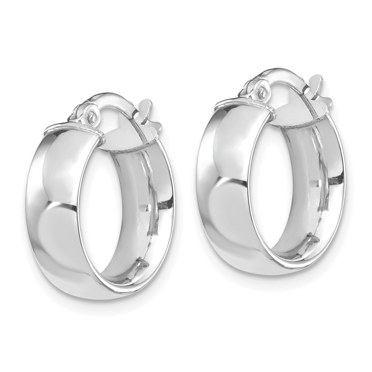 14k White Gold High Polished 5mm Hoop Earrings-TF1400W