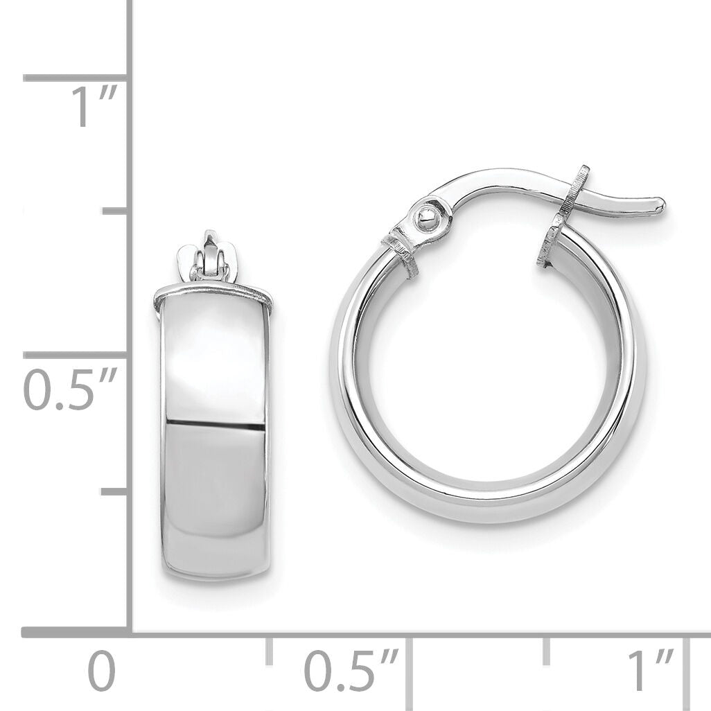 14k White Gold High Polished 5mm Hoop Earrings-TF1400W