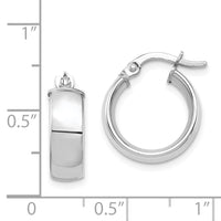 14k White Gold High Polished 5mm Hoop Earrings-TF1400W