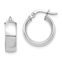 14k White Gold High Polished 5mm Hoop Earrings-TF1400W