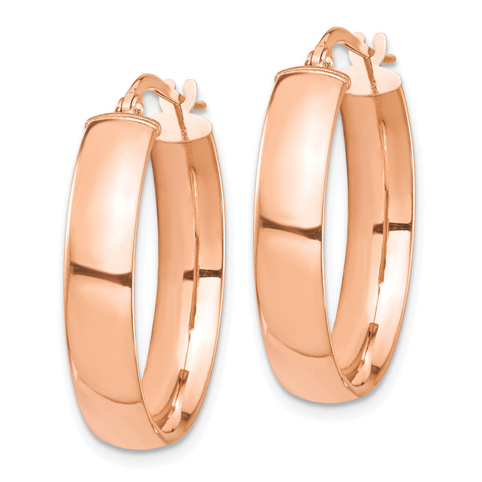 14k Rose Gold High Polished 5mm Hoop Earrings-TF1402R