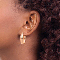 14k Rose Gold High Polished 5mm Hoop Earrings-TF1402R