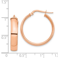 14k Rose Gold High Polished 5mm Hoop Earrings-TF1402R