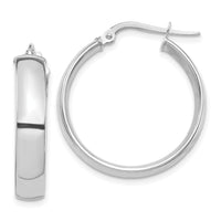14k White Gold High Polished 5mm Hoop Earrings-TF1402W