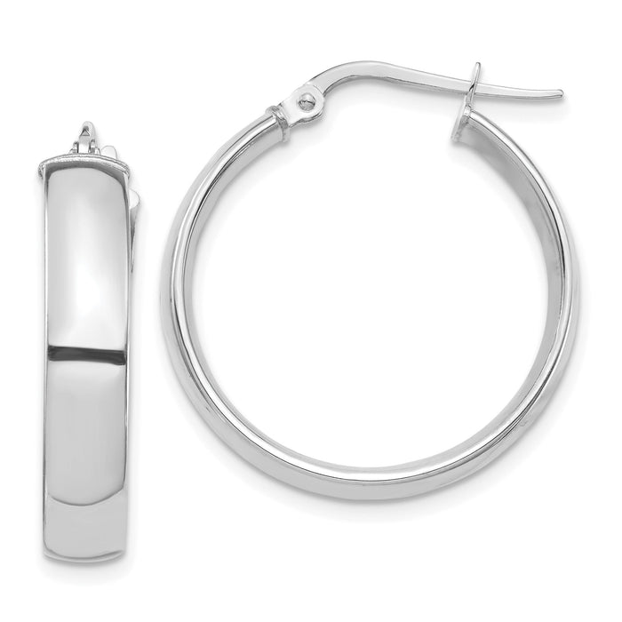 14k White Gold High Polished 5mm Hoop Earrings-TF1402W