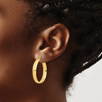 14k High Polished 5mm Hoop Earrings-TF1403