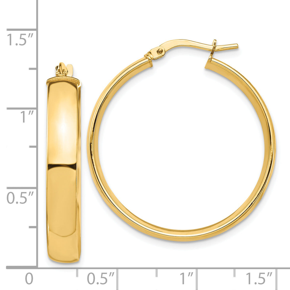 14k High Polished 5mm Hoop Earrings-TF1403
