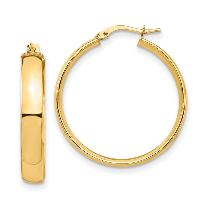 14k High Polished 5mm Hoop Earrings-TF1403