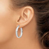 14k White Gold High Polished 5mm Hoop Earrings-TF1403W