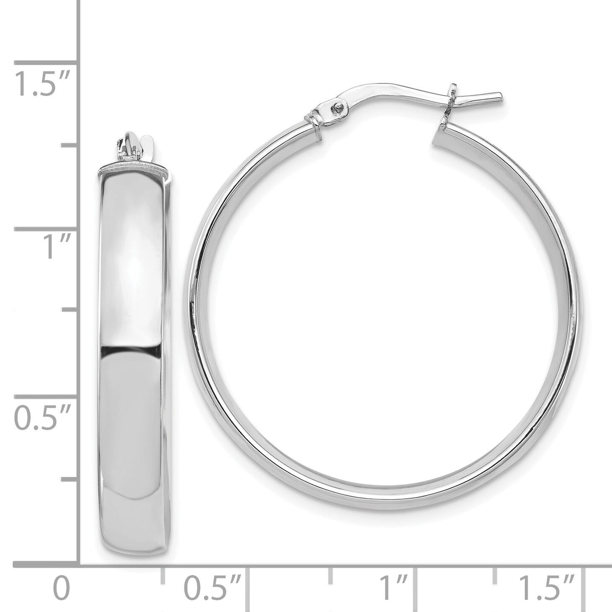 14k White Gold High Polished 5mm Hoop Earrings-TF1403W