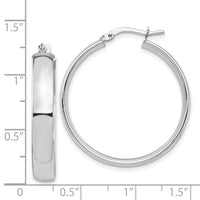 14k White Gold High Polished 5mm Hoop Earrings-TF1403W